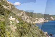 Small monastery situated in the hills above Mirtiotissa Beach, Corfu, Greece, Europe