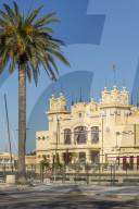 The Antico Stabilimento Balneare building (also known as 'Charleston') at Mondello borough, Palermo, Sicily, Italy, Europe
