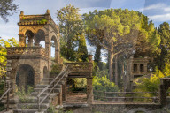 One of the so called 'Victorian Follies' inside the public garden Parco Duca di Cesaro, Taormina, Sicily, Italy, Europe