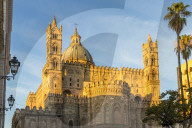 The Palermo Cathedral (UNESCO World Heritage Site) at first sunlight, Palermo, Sicily, Italy, Europe