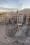 Colonna dell'Immacolata Monument at San Domenico Square near Vucciria, Palermo, Sicily, Italy, Europe