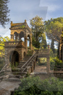 One of the so called 'Victorian Follies' inside the public garden Parco Duca di Cesaro, Taormina, Sicily, Italy, Europe
