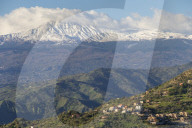 View from Madonna della Rocca church to Mount Etna, Taormina, Sicily, Italy, Europe