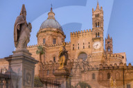 The Palermo Cathedral (UNESCO World Heritage Site) at dawn, Palermo, Sicily, Italy, Europe