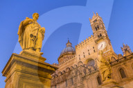 The Palermo Cathedral (UNESCO World Heritage Site) at dawn, Palermo, Sicily, Italy, Europe