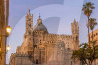 The Palermo Cathedral (UNESCO World Heritage Site) at dawn, Palermo, Sicily, Italy, Europe