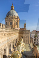 Cupola of the Palermo Cathedral (UNESCO World Heritage Site) seen from the rooftop, Palermo, Sicily, Italy, Europe