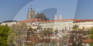 Panoramic view to Prague Castle and St. Vitus Cathedral, Prague, Bohemia, Czech Republic, Europe