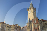 The old town hall seen from the old town market square, Prague, Bohemia, Czech Republic, Europe