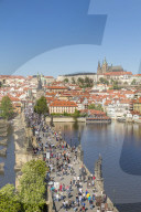 Elevated view from the Old Town Bridge Tower over Prague Castle and the Mala Strana District, Prague, Bohemia, Czech Republic