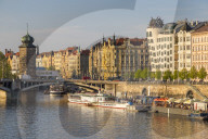 Art Nouveau buildings at Vltava River embankment, Prague, Bohemia, Czech Republic, Europe