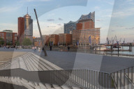 Elbphilharmonie building seen from the Elbpromenade walkway, Hamburg, Germany, Europe