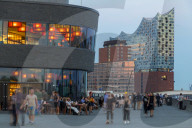 Elbphilharmonie building seen from the Elbpromenade walkway, Hamburg, Germany, Europe