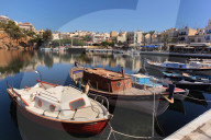 Lake Voulismeni and Port of Agios Nikolaos, Crete Island, Greece