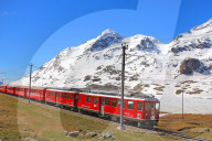 The Bernona express near the black lake, Grigioni, Switzerland