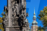 The Rubenow monument, in front at the University, in Rubenow Square, Greifswald, Mecklenburg-Vorpommern, Germany