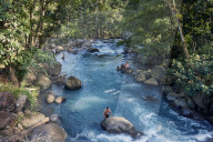Rio Celeste in the Tenorio National Park shows a bright blue color like no other river due to a chemical reaction.