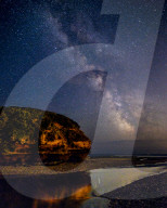 Milky Way to the right of Otter Head and River Otter at Budliegh Salterton, Devon, UK