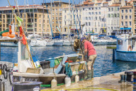 The Old Port, Vieux Port, in Marseille, Bouches du Rhone, Provence, Provence Alpes, Cote d'Azur, France, Mediterranean, Europe
