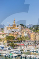 The harbour and the old town in Menton, Alpes Maritime, Cote d'Azur, French Riviera, France, Mediterranean, Europe