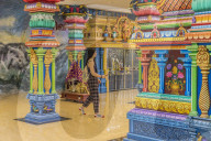 The colourful prayer hall at the Batu Caves, Kuala Lumpur, Malaysia, Southeast Asia, Asia