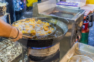 Fried Durian in Jalan Alor Night Food Market in Kuala Lumpur, Malaysia, Southeast Asia, Asia