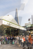 The Shard seen from Borough Market in London, England, United Kingdom, Europe.