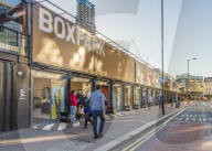 Boxpark Shoreditch, a shopping mall made from shipping containers, in London, England, United Kingdom, Europe.