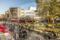 A view over Leicester Square in London, England, United Kingdom, Europe.