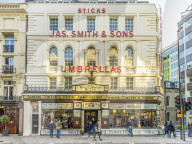 The Victorian shop front of, James Smith & Sons Umbrellas, in London, England, United Kingdom, Europe.
