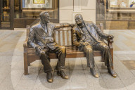 The Churchill And Roosevelt, Allies Sculpture, on New Bond Street, in Mayfair, London, England, United Kingdom , Europe.