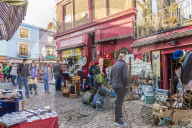 A market scene at Portobello Road market, in Notting Hill, in London, England, United Kingdom, Europe.