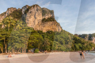 Karst scenery at Ao Nang beach in Krabi, Thailand, Southeast Asia, Asia.