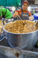 A noodle stall at the famous Walking Street night market in Phuket old Town, Phuket, Thailand, Southeast Asia, Asia.