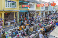 The famous Walking Street night market in Phuket old Town, Phuket, Thailand, Southeast Asia, Asia.