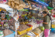 A colourful stall at the 24 hour local fresh food market in Phuket Town, Phuket, Thailand, Southeast Asia, Asia.