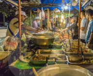 A noodle stall at the Banzaan night market in Patong, Phuket, Thailand, Southeast Asia, Asia.