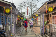 A view of the Lee clan Jetty, one of the clan jetties, in George Town, Penang Island, Malaysia, Southeast Asia, Asia
