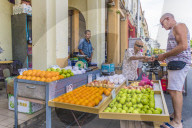 Fruit stall at Campbell Street Market in George Town UNESCO World Heritage site, Penang Island, Malaysia, Southeast Asia, Asia
