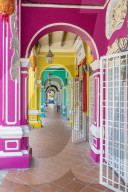 The colourful shop house architecture of Kek Chuan Jalan Road in George Town ,Penang Island, Malaysia, Southeast Asia, Asia.