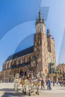 St. Mary's Basilica in the main square in the medieval old town of Krakow, UNESCO World Heritage site, in Krakow, Poland, Europe