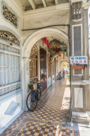 Traditional Chinese shop house architecture in George Town, Penang Island, Malaysia, Southeast Asia, Asia.