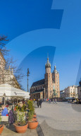St. Mary's Basilica in the main square in the medieval old town of Krakow, UNESCO World Heritage site, in Krakow, Poland, Europe