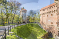 The Barbican in the medieval old town a UNESCO World Heritage site, in Krakow, Poland, Europe.