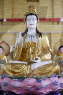 Hoi Tuong Te Nguoi Hoa buddist chinese temple. Quan Am, Goddess of Mercy, Avalokitesvara Bodhisattva statue. Phu Quoc. Vietnam.