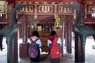 The Temple of Literature is Confucian temple which was formerly a center of learning in Hanoi. Altar of Confucius. Vietnam.