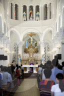 Church of the Sacred Heart of Jesus ( Nha Tho Tan Dinh ). Sunday mass celebration. Ho Chi Minh City. Vietnam.