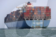 Container ship at South China Sea. Vietnam.
