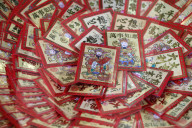Red envelopes ( hongbao ) for Chinese New Year. Red color is a symbol of good luck. France.
