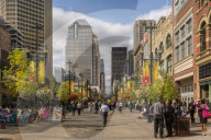 Shoppers on Stephen Avenue Walk, Downtown, Calgary, Alberta, Canada, North America